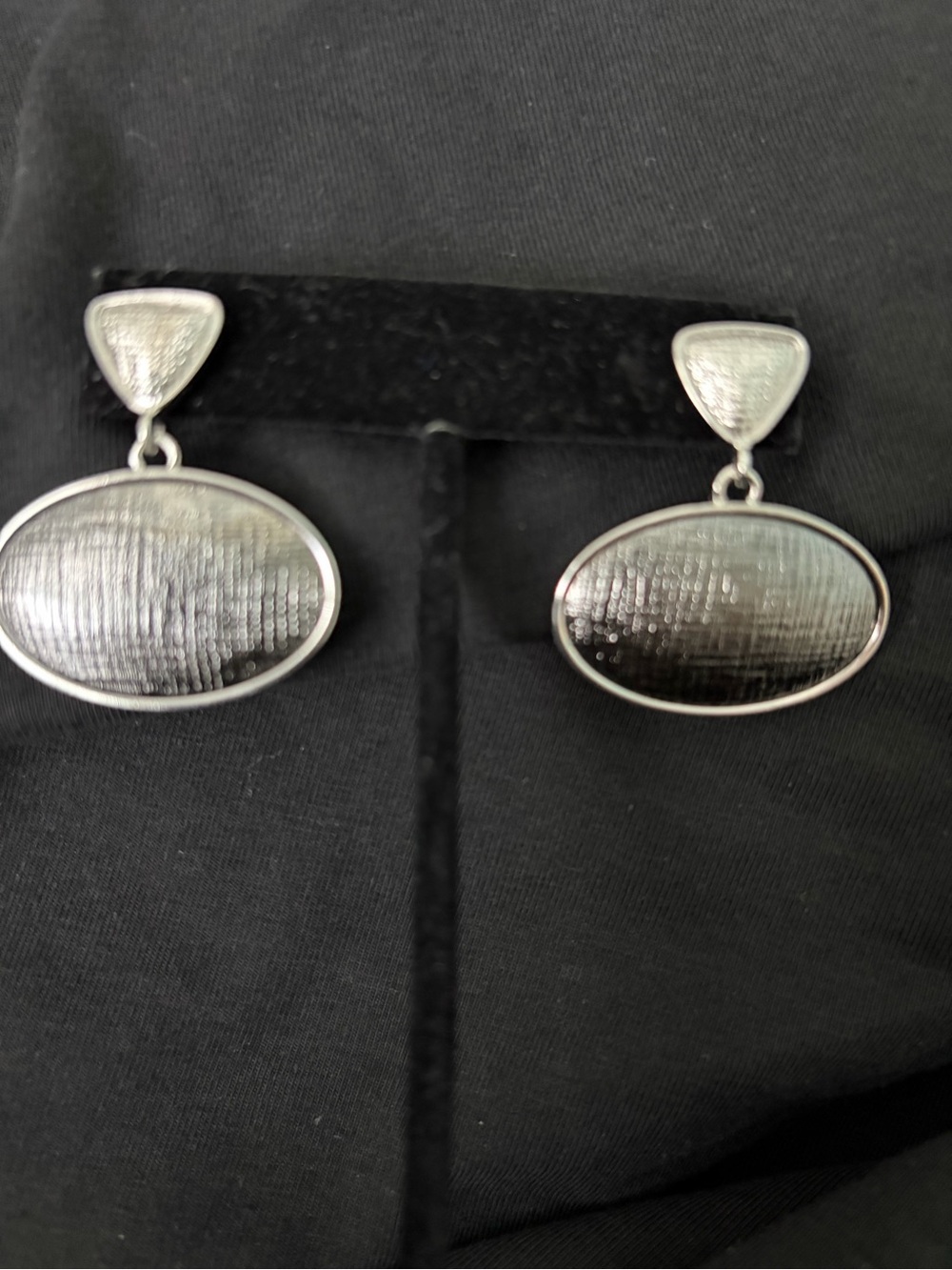 Chico's Coastal Chic Western Boho Brushed Gray Oval Drop Earrings
